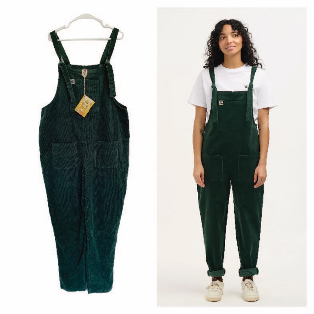LUCY & YAK Original Organic Corduroy Dungaree Overall Posy Green Size 12L NWT